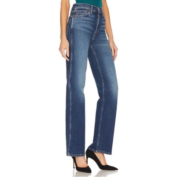 RE/DONE 70s High Rise Jeans Stove Pipe Straight Button Fly NEW Size 27 - Picture 3 of 11